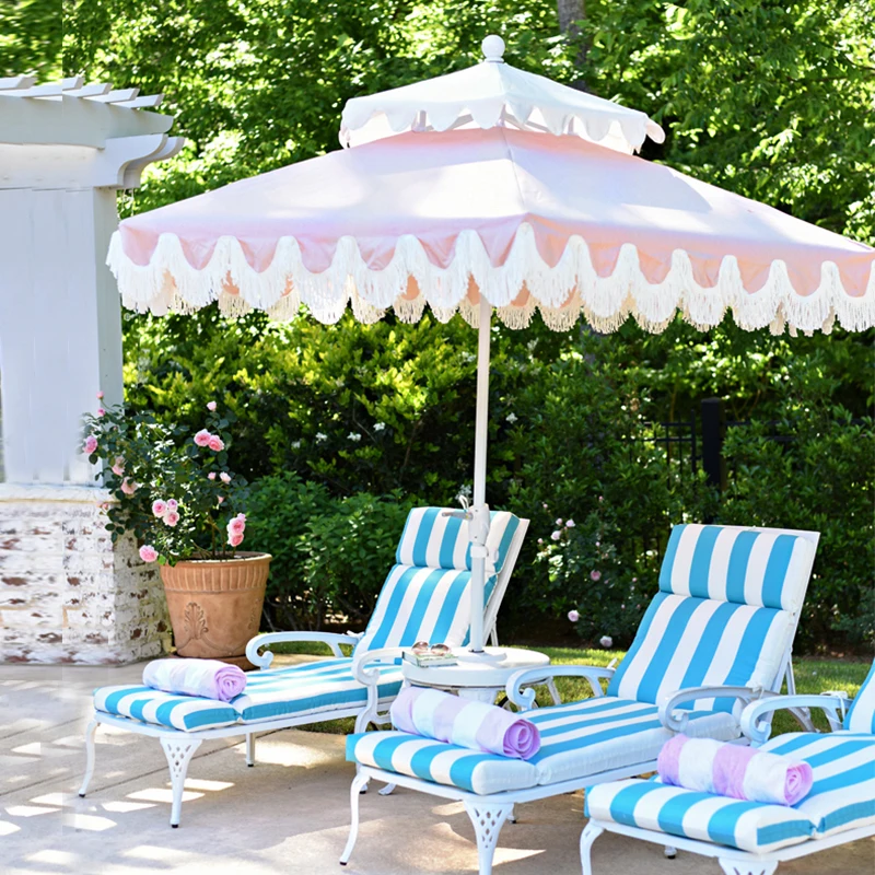 2.7m Large Custom Aluminum Pole Hotel Furniture Two-Tier Scalloped  Swimming Pool Sun Outdoor Garden Beach Umbrella