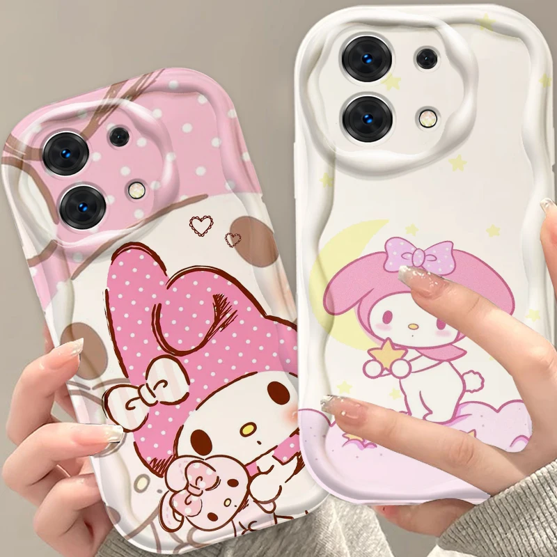 

Melody Sanrio Cartoon Cute For Xiaomi Redmi Note 13 12 12S 11S 11 10 9 8 10A 9C 9T Pro Plus 5G Wave Oil TPU Phone Case