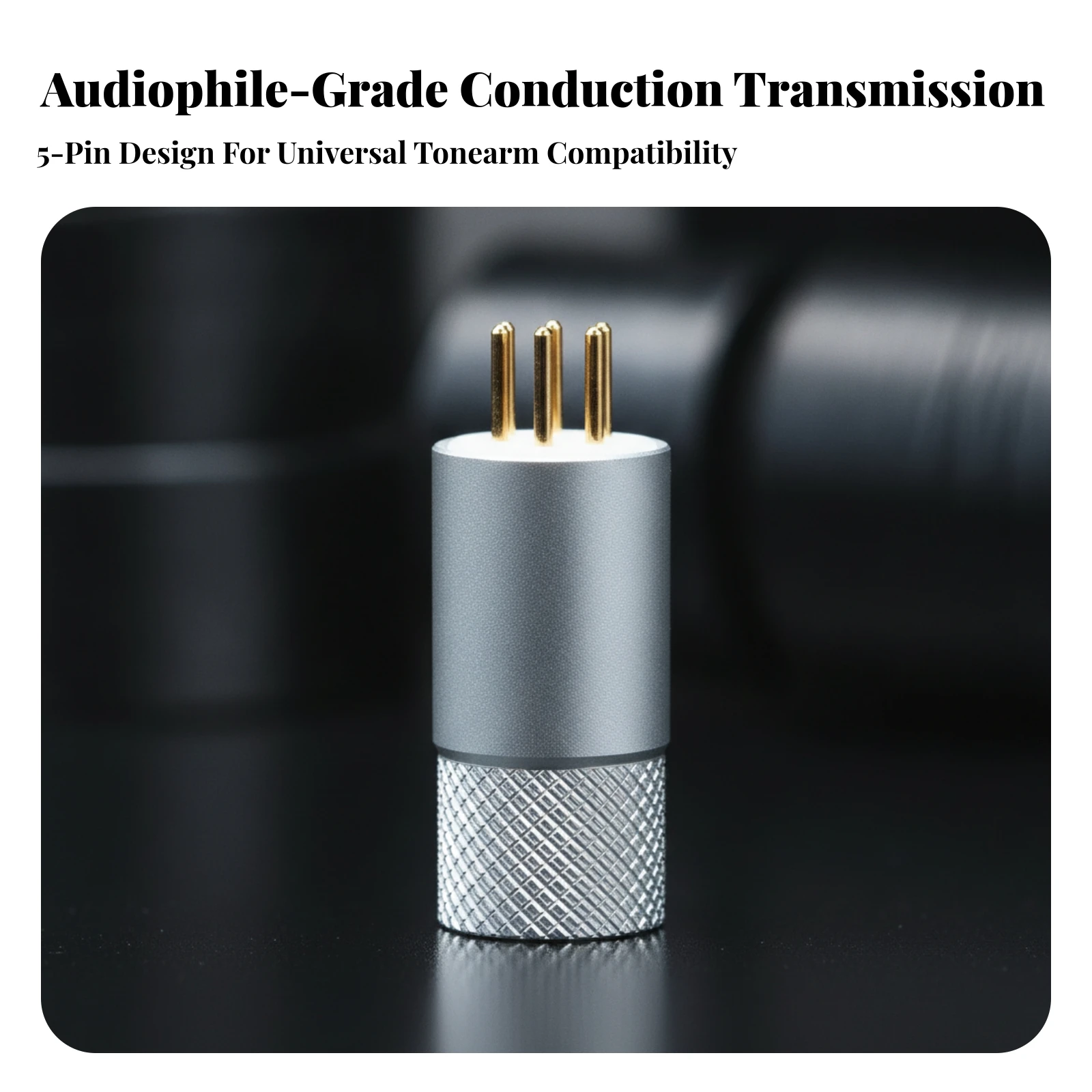 Tonearm DIN Connector Anti-Slip 5-Pin DIN Connector Tonearm Plug with Gold-Plated Pins Conductive Stable for Audiophiles