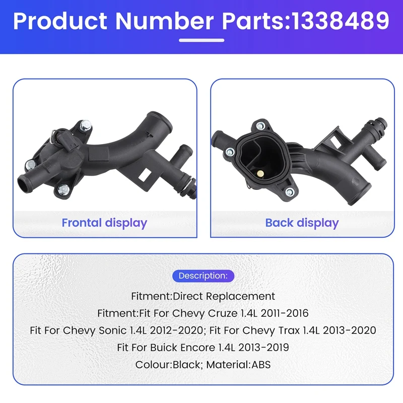 Car Engine Water Pump Outlet Coolant Thermostat Housing 1338489 For Chevy Cruze 1.4L 2011-2016 Buick Encore 2013-2019