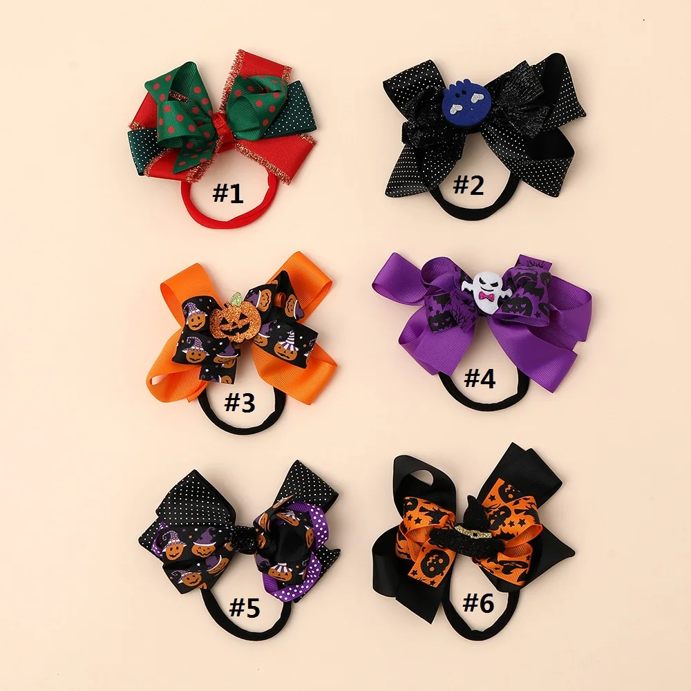 Halloween Accessories Baby Girl Headband Pumpkin Cartoon Pattern Headband Girls Bowknot Bebe Cute Kids Headband Holiday Hairwrap