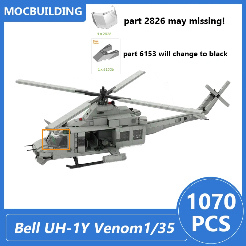 Dzwon UH-1Y jad 1/35 skala Model Moc klocki do samodzielnego montażu cegły wojskowa kolekcja edukacyjna zabawki prezenty 1070 szt