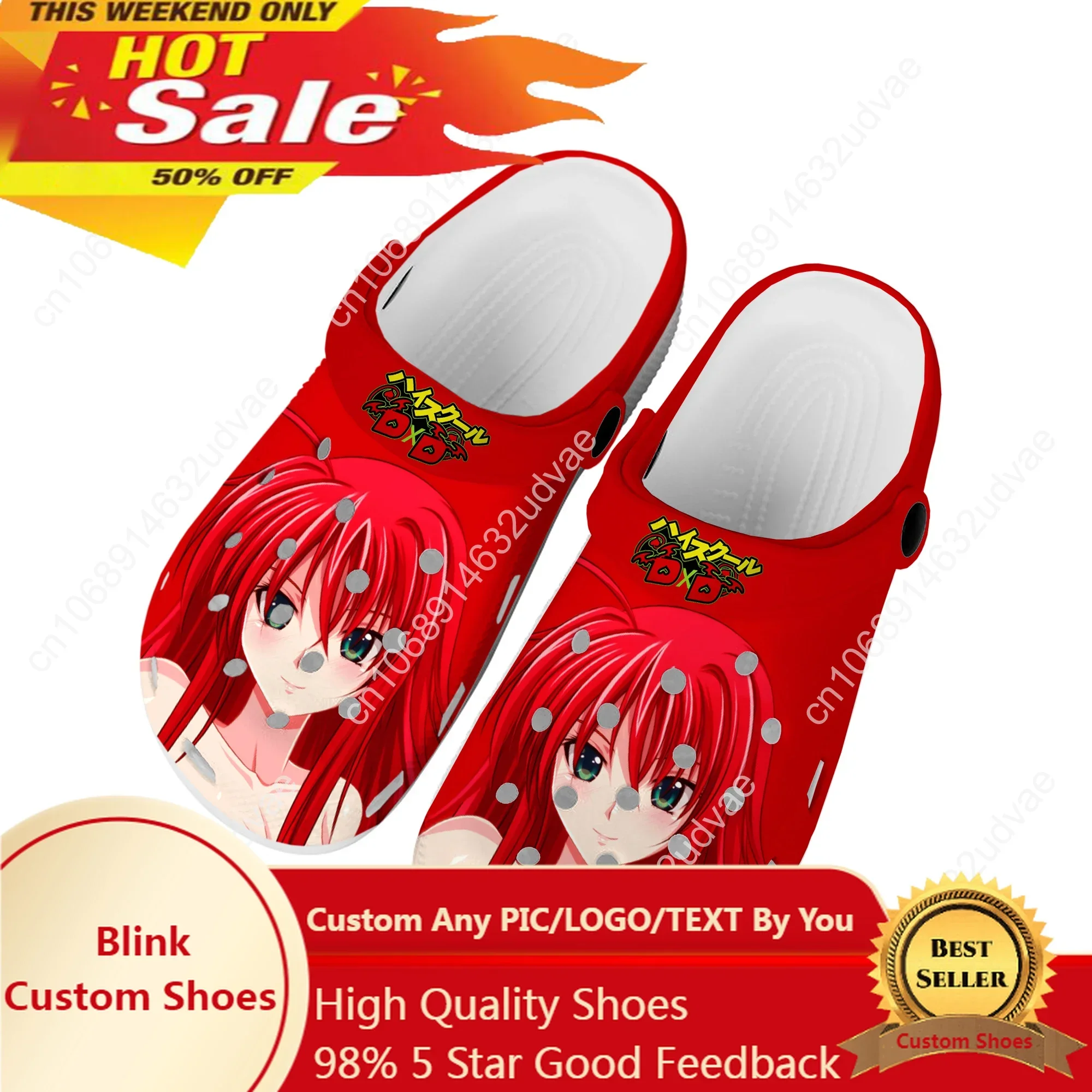 

Anime High School manga DxD Rias Gremory Home Clogs Custom Water Shoes Mens Womens Teenager Shoe Garden Clog Beach Hole Slippers