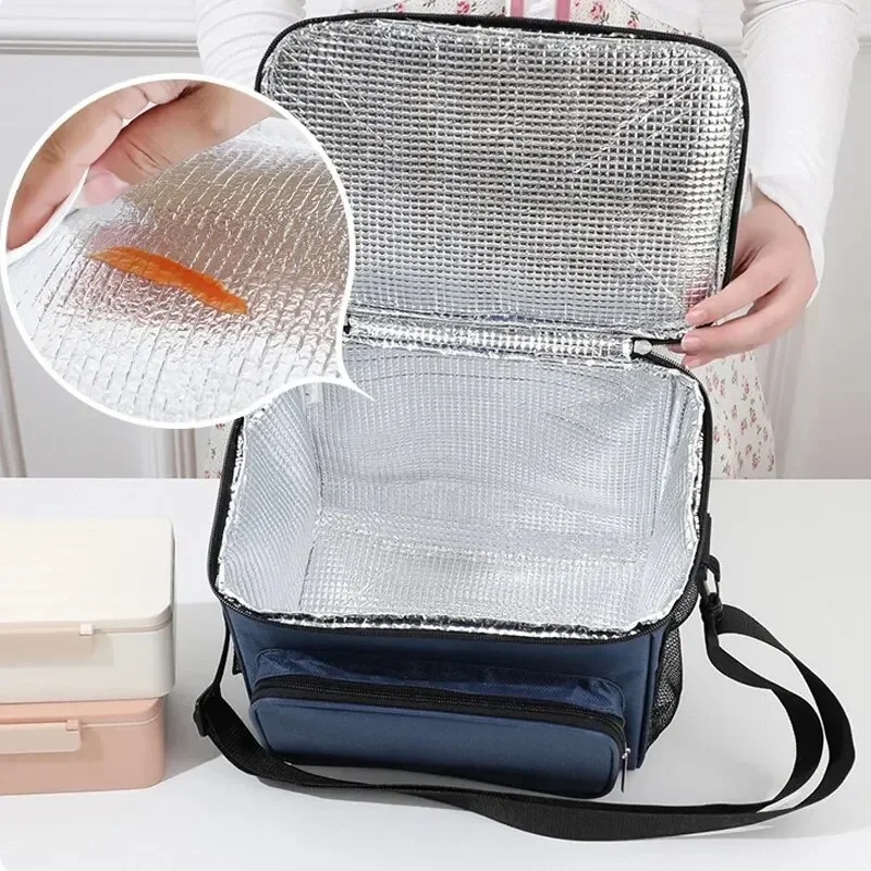 Camping Lunch Bag with Thick Insulation Oxford Fabric Large Capacity Manual Shoulder Carrier Outdoor Picnic Essential image 6