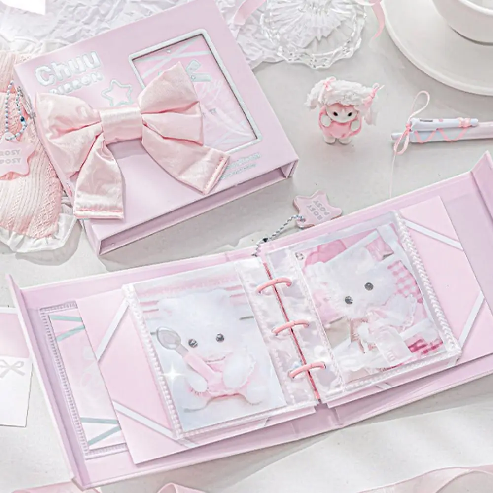 

Bear Photocard Binder Collect Loose-leaf Inside Page Colorful Idol Photo Album Bowknot Cute Idol Photo Card Holder