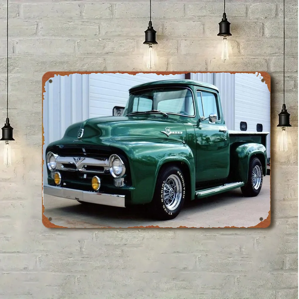 

Vintage Green Pickup Truck Metal Sign - Retro Style Aluminum Wall Decor, Waterproof & Dustproof, for Home, Bar, Cafe, Garage, In