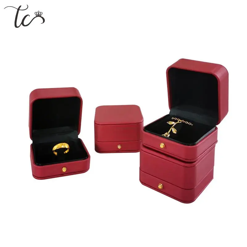 Brushed Leather Jewelry Storage Box Ring Earrings Necklace Pendant Home Display Jewelry Display Box