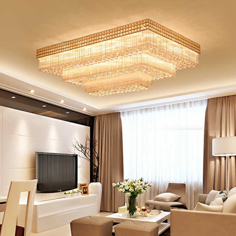 Light Luxury LED Cake Ceiling Lamp For Living Room Bedroom Kitchen Hotel Round Rectangular Multilayer Chandelier Home Furniture