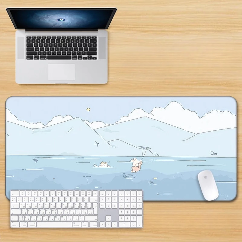 イラストヒーリング部門 Pu レザーマウスパッド特大グリーンガールかわいいコンピュータキーボードパッド学生目の保護パッド