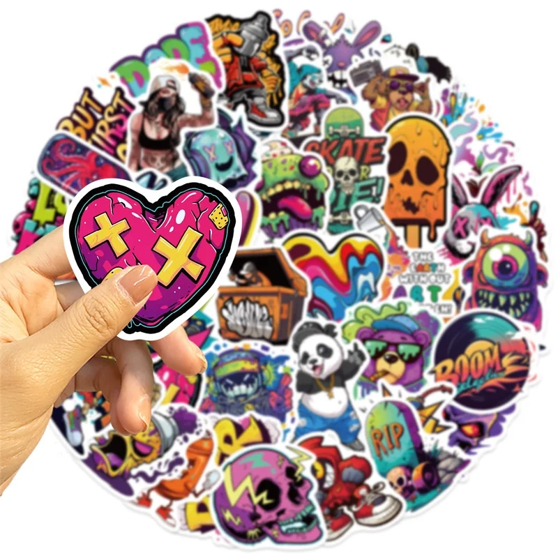 10/30/50 قطعة مضحك الشارع الطلاء البلاستيكية لزجة ملصق الجمالية DIY بها بنفسك الأطفال الديكور سكرابوكينغ لوازم المحاسبة اليدوية