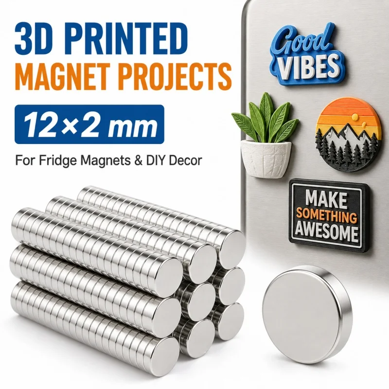12x2mm Neodymium Disc Magnets for 3D Printed Fridge Magnets DIY Decor Embedded Projects Model Making Crafts Strong Round Magnets