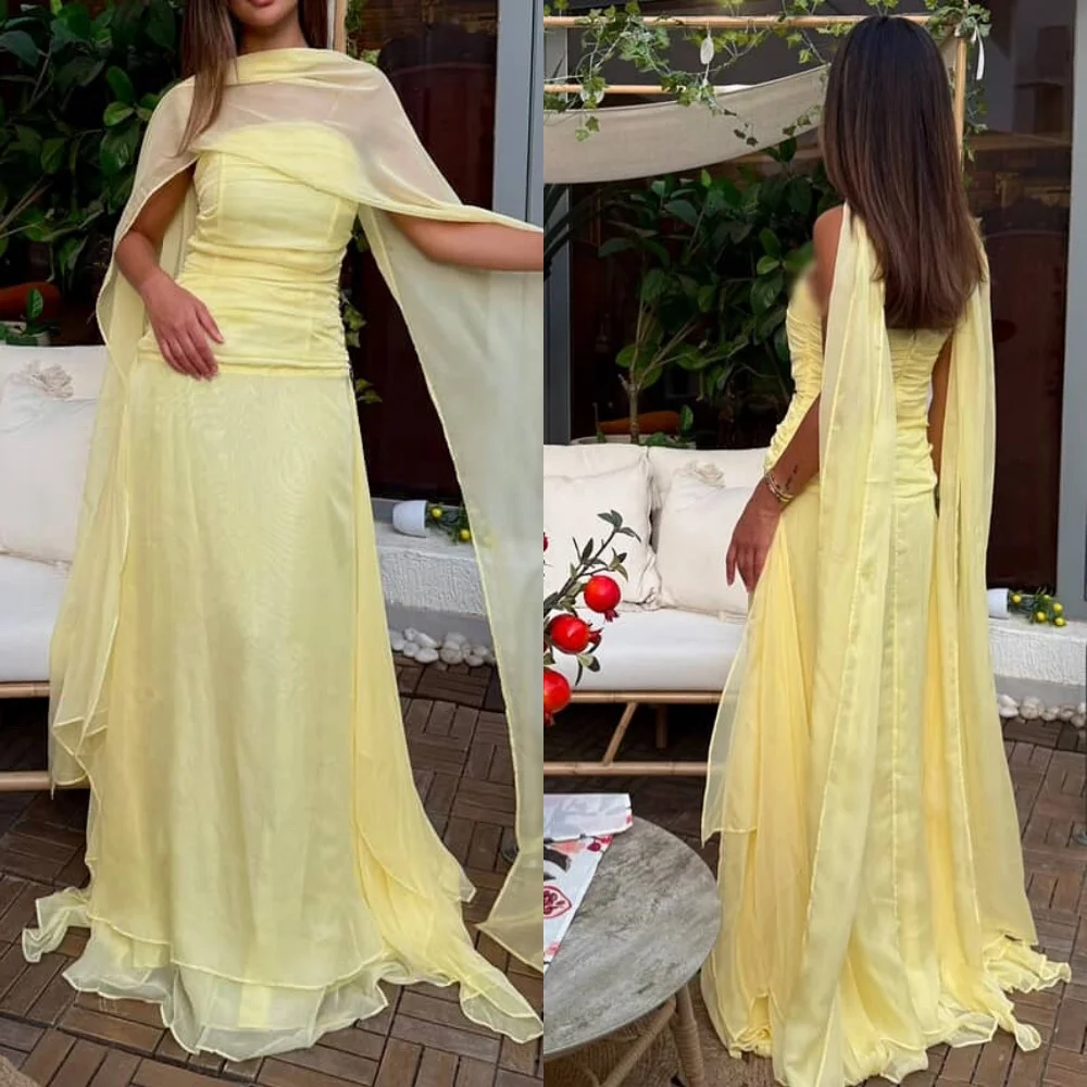 

Customized Simple Chiffon Pleat A-line Strapless Long Dresses Bespoke Occasion Exquisite Sparkle