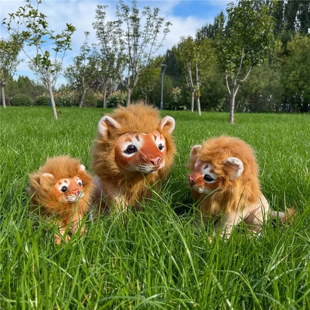 León de simulación de melena larga, juguetes de peluche, muñeco de peluche, Animal del bosque, muñecos de peluche de León masculino realista, León de 20/28/35cm