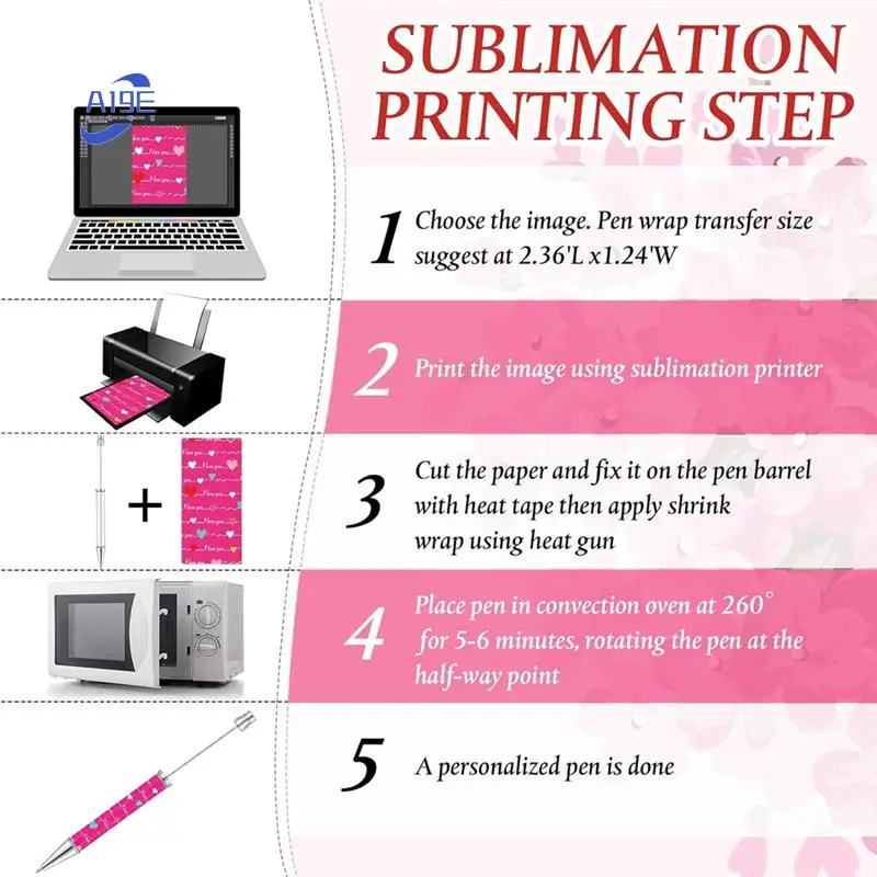 

A19E-Sublimation Beaded Ballpoint Pens Metallic Black Ink Pens DIY Heat Transfer Ballpoint Pens School Supplies