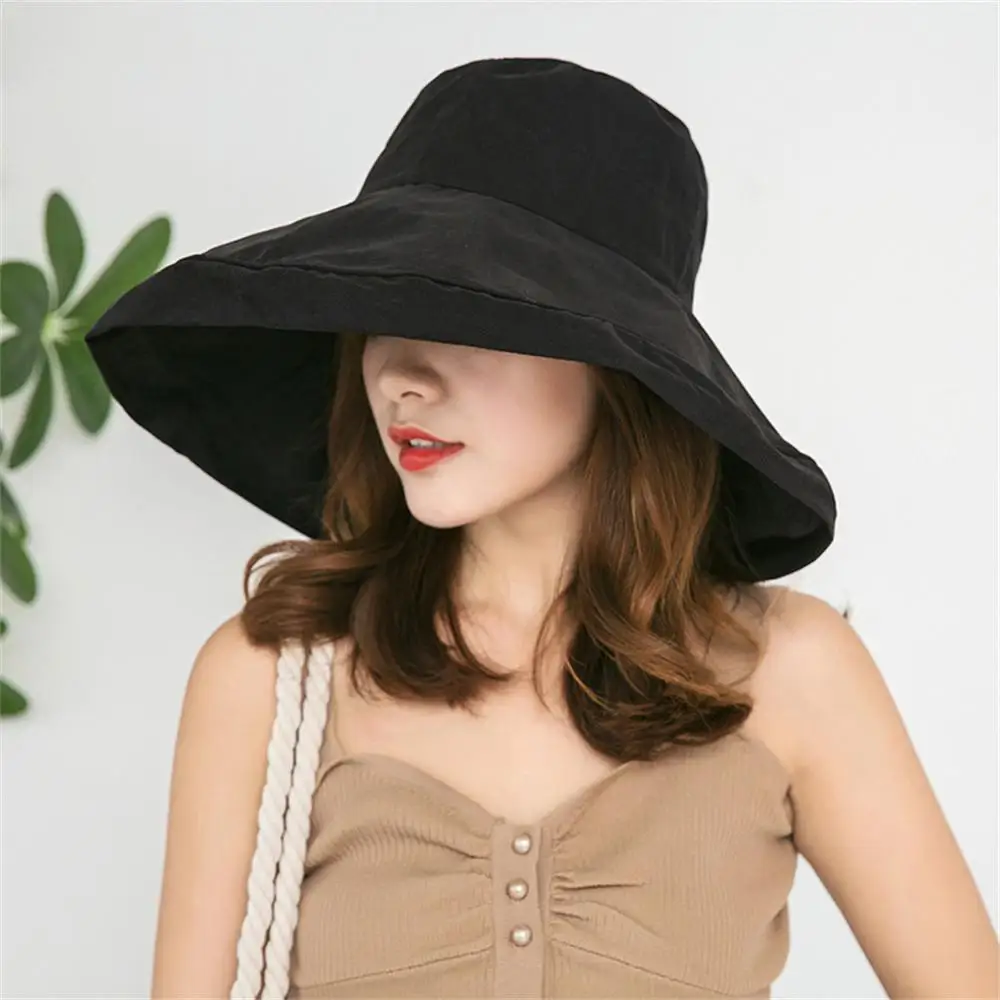 Women Large-brimmed Sun Hat Fashion Peach Skin Velvet Fisherman Hat Outdoor Beach Hat Bucket Hat Summer Sunscreen Sun Visor Cap