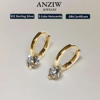 Solitaire 1ct D moissanite earrings for women 2023 diamond sterling silver hoop earrings 925 drop earrings girls 14k gold plated