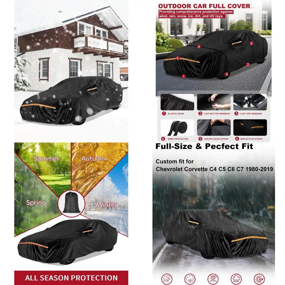 

Universal Heavy-Duty Outdoor Car Cover for C4, C5, C6, and C7 Models (1980-2019) - Protective Shield Against Sun, Rain, UV, and