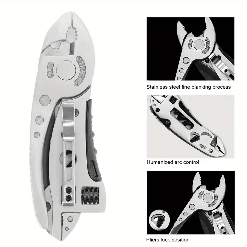 

Outdoor Multi-Purpose Tool Pliers - Accessories for Handyman,Adjustable Wrench,Screwdriver,Pliers,Knife,More Compact,Portable