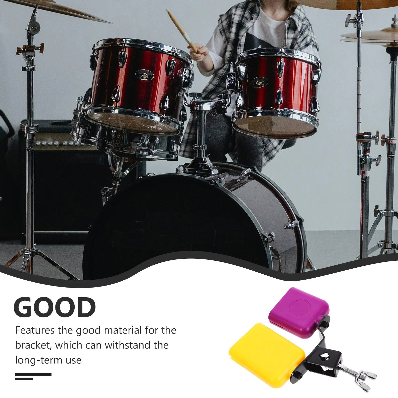 Cowbell Bangzi High Low Tone Drum Kit Block Abs Percussion Instrument Accessory