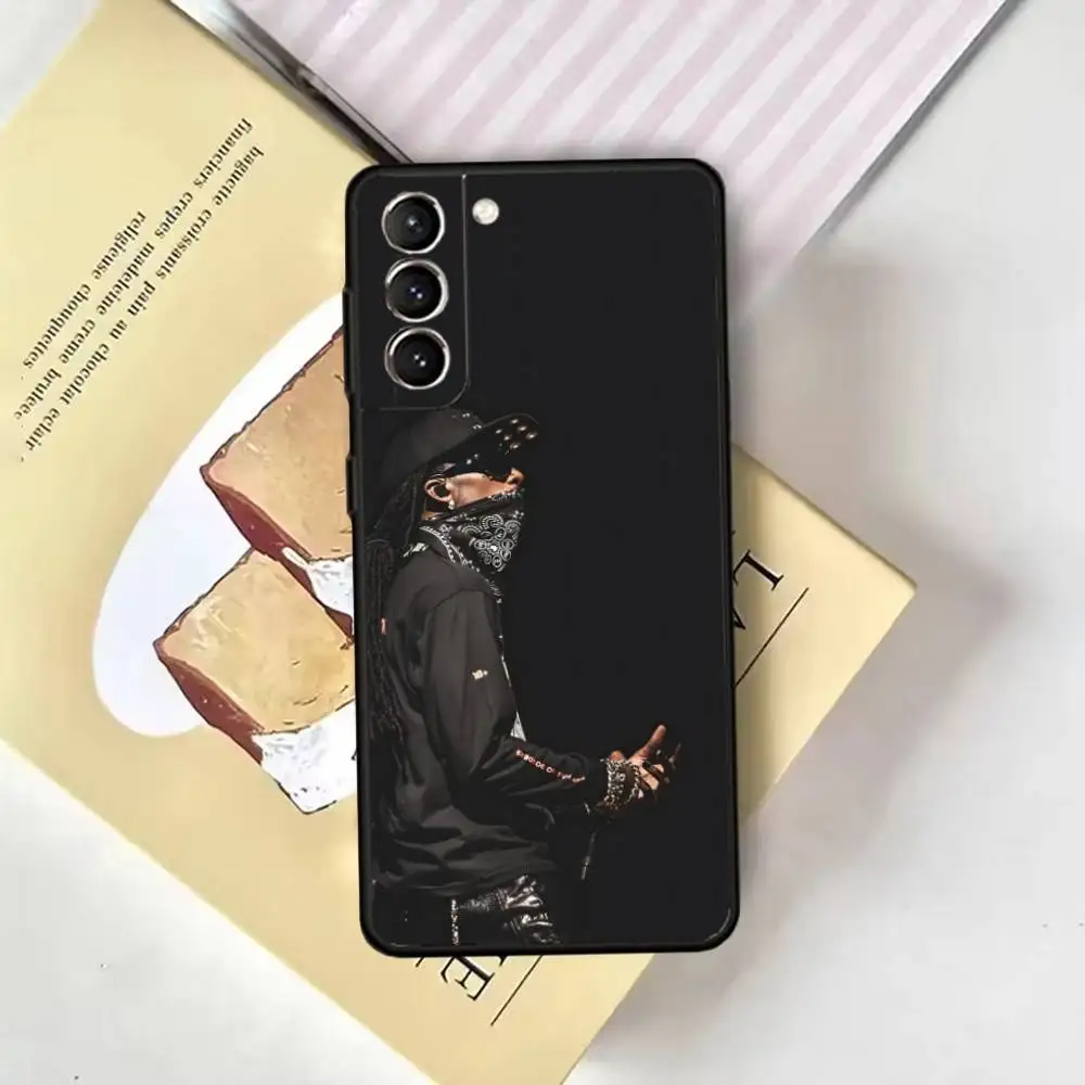 เพลย์บอย คาร์ติ แร็ปเปอร์เคสโทรศัพท์สำหรับซัมซุง กาแล็คซี่ เอ 13,21 เอส,22,31,32,52,53,71,72,73,ปกสีดำนุ่ม
