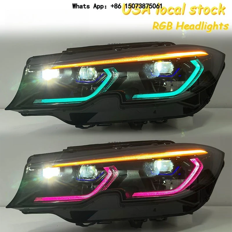 SJC RGB Headlights for 3 Series G20 Auto Parts Plug and Play Headlamps PRE-LCI 2018-2022 Car Accessories APP Control