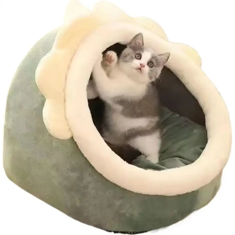 Abnehmbares Und Waschbares Haustierbett Katzennest Warmes Tiefschlaf-Komfort-Katzenbett Haustierzelt Gemütliche Höhlenhöhle Kleine Hundematte Weiches Katzenhaus S78D4F6F8175346F7B07B785F3B29Bd13F