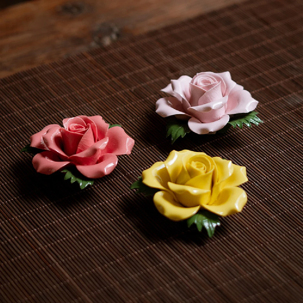 Soporte de fragancia de rosas hecho a mano, quemador de incienso de rosas de cerámica, adecuado para decoración del hogar, regalo del Día de San Valentín