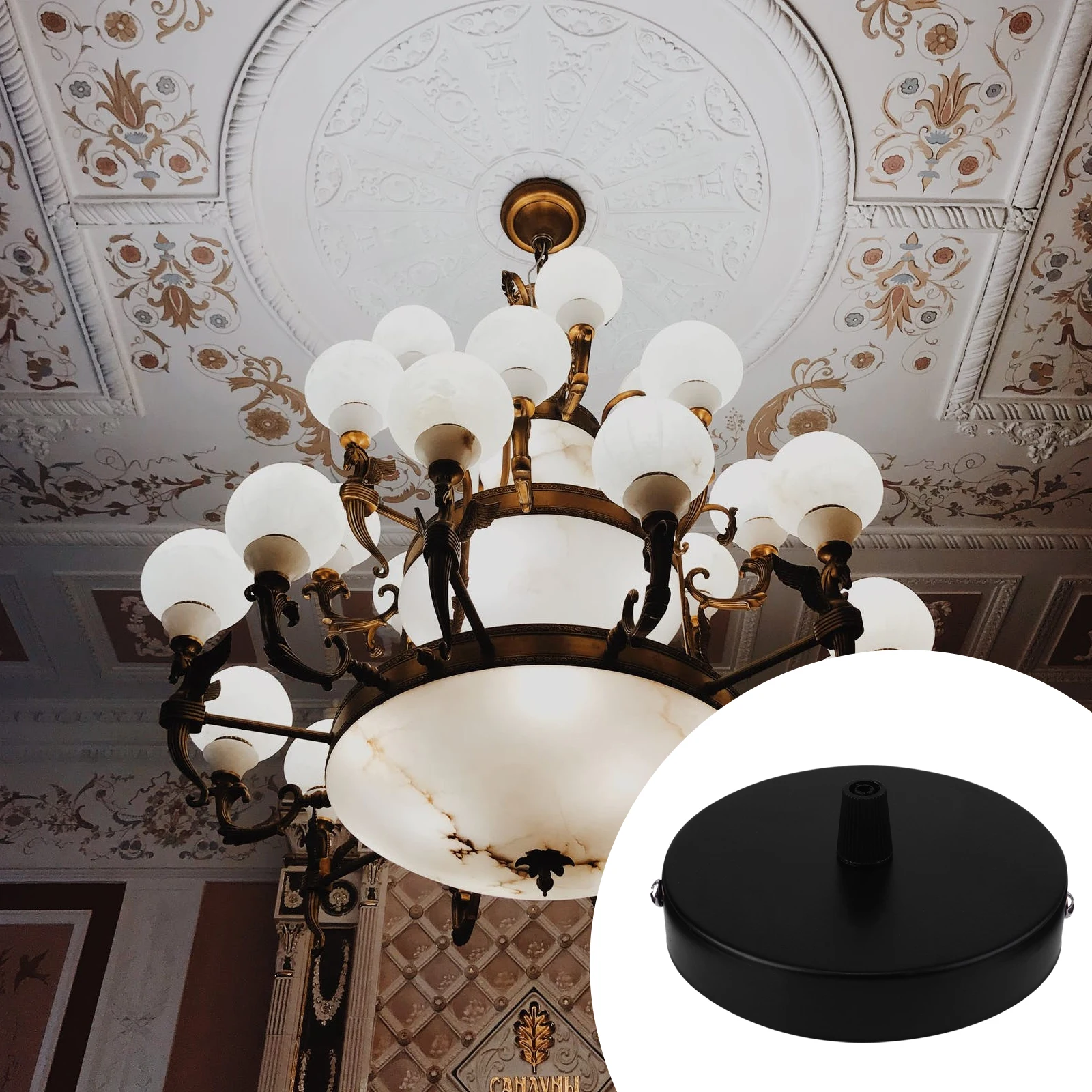 2 قطعة قاعدة سقف هيكل خفيف حامل مصباح معلق جودة بناء ممتازة لمسة نهائية مصقولة ناعمة مثالية للإضاءة المنزلية #5