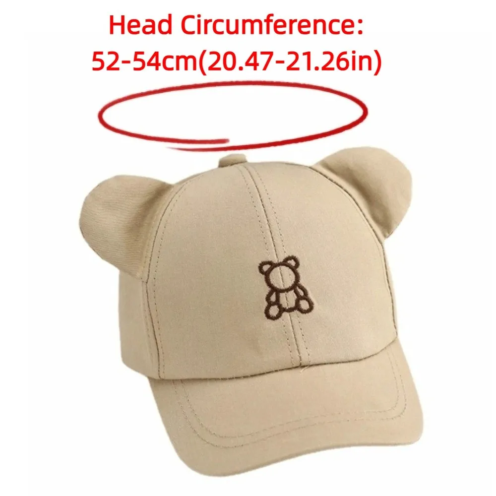 Simple Cartoon Bear Baby Baseball Hat Adjustable Cute Baby Sun Visor Hat with Ears Breathable Children Sports Hats Travel