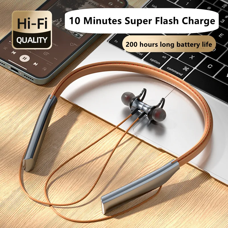 

New Fast Charging Wireless Earphone Hanging Neck In-ear Bluetooth HiFi Stereo Sports Game Headset