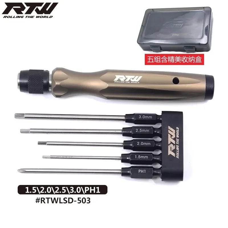 

RTW 5-in-1 Hex Phillips Screwdriver Set High-Speed Steels Repairing Tool Holder Heads for Align ALZ T-rex Compatible with 1.5/H2