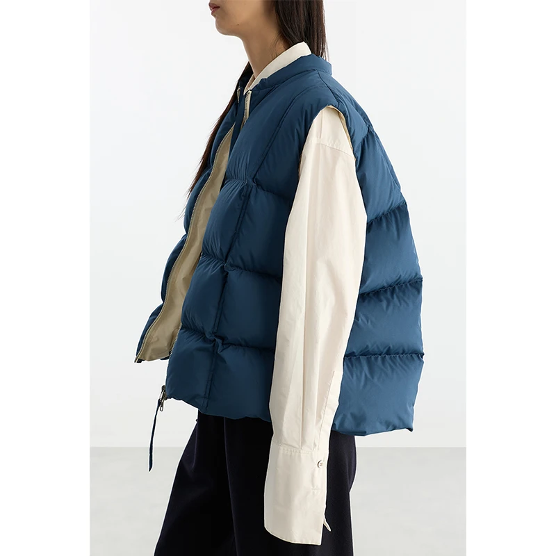 Chaleco de plumón para mujer, relleno de 130 g+ de nuevo estándar nacional 90% plumón de pato blanco, adecuado para mujeres pequeñas, ropa de abrigo para el invierno 2025, chaleco cálido