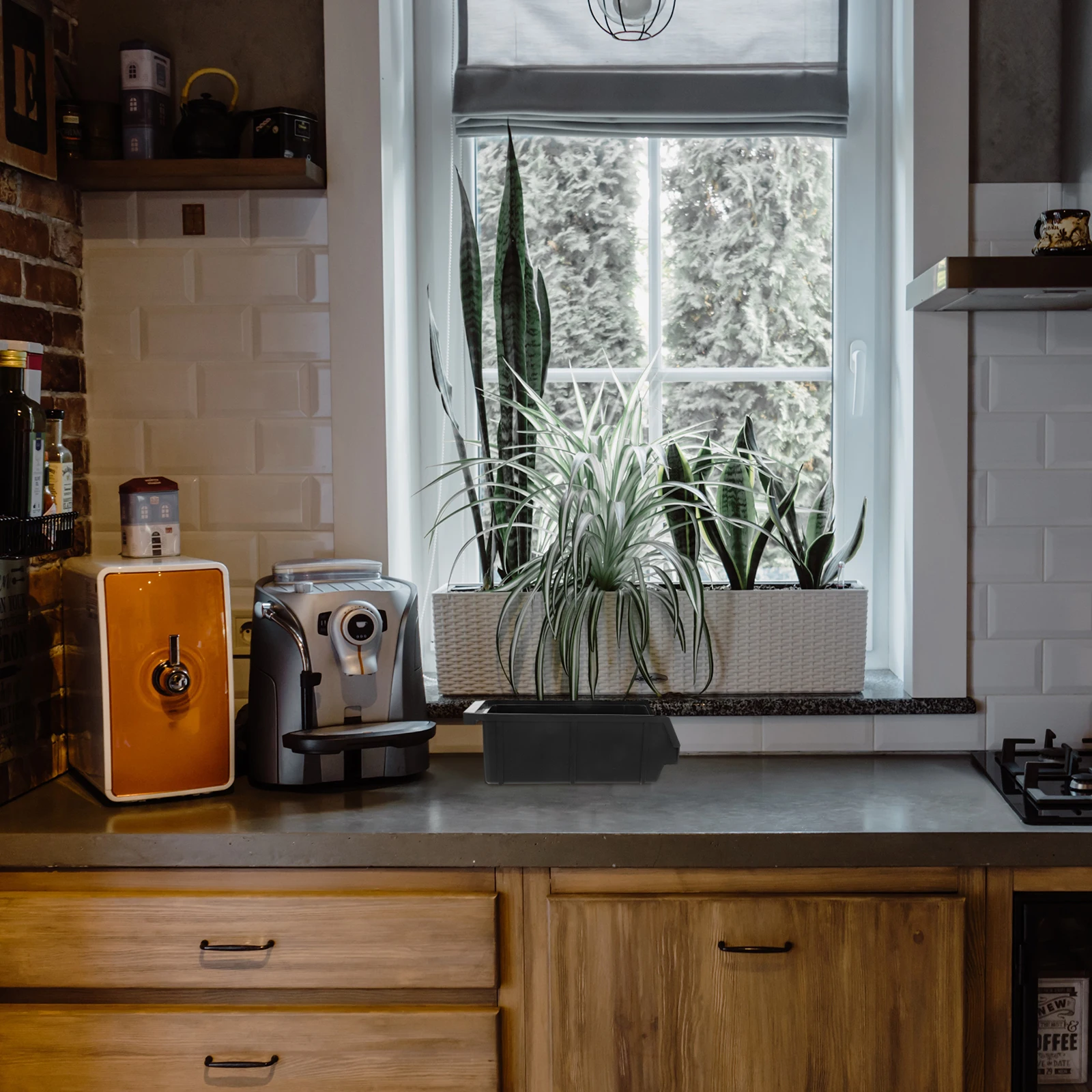 

Coffee Station Organizer Plastic Storage Box Two Layers Multi-Use Coffee Condiment Tea Bag Countertop Organizer