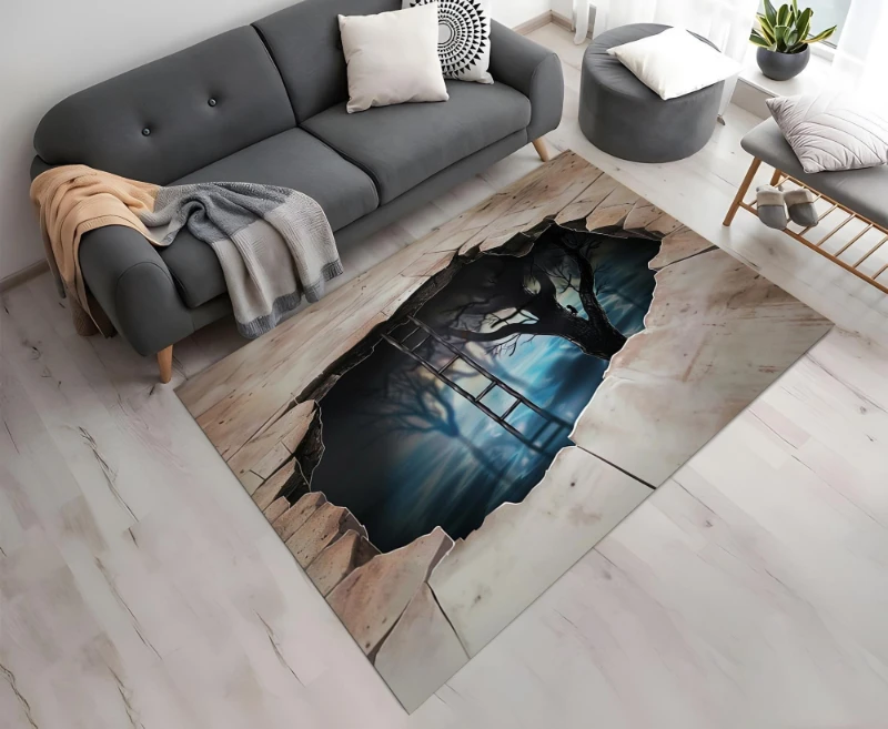 Horror Cracked Floor Creepy Zombie Hand 3D Visual graphics Rug,Bar Game Room,Non Slip Rug,Present