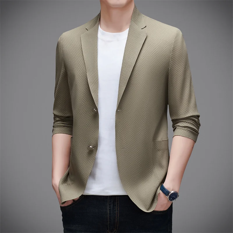 

Thin Suit Jacket Men's New Summer Business Single Western Lightweight Sunscreen Suit Male Long Sleeve Slim Solid Blazers Coat