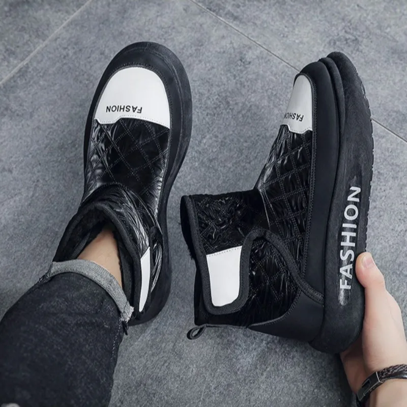 

Мужские зимние ботинки для снега с толстой нескользящей подошвой, удобные уличные ботинки для ходьбы, высокие ботинки с дополнительной подкладкой, утепленные ботинки до щиколотки