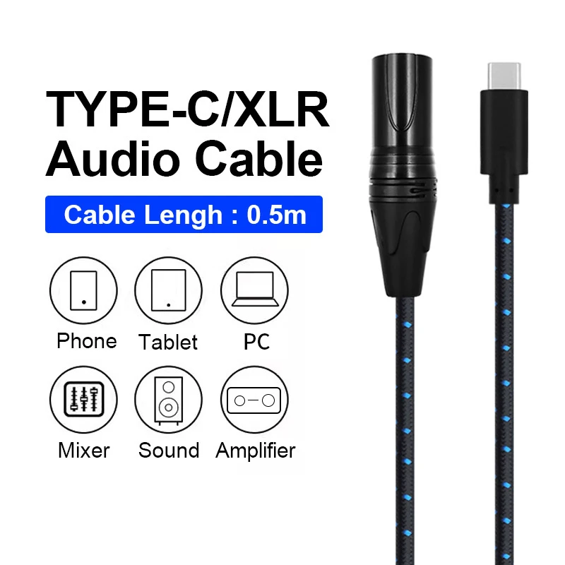 

5 м Type-C к 3-контактному кабелю XLR USB-C, аудиомикшерные консоли, динамики, усилители, аксессуары для HIFI, смартфонов Iphone, ноутбуков