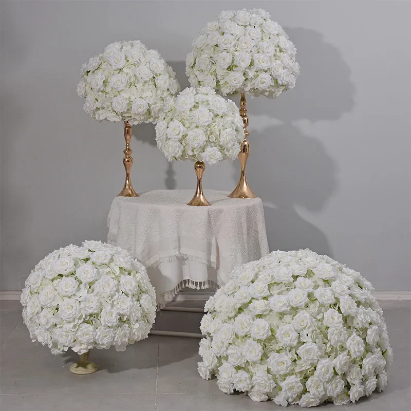 2.4 Meters Pure Rose White Heart-shaped Flower Arrangement, Flower Ball Wedding Decoration Simulation Flower on The Proposal