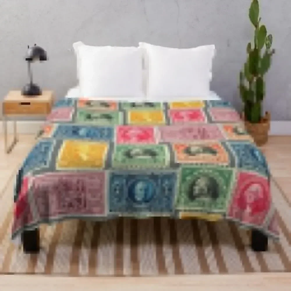 

US Postage Stamp Collage Throw Blanket Sofa Throw Luxury Warm Thins Blankets