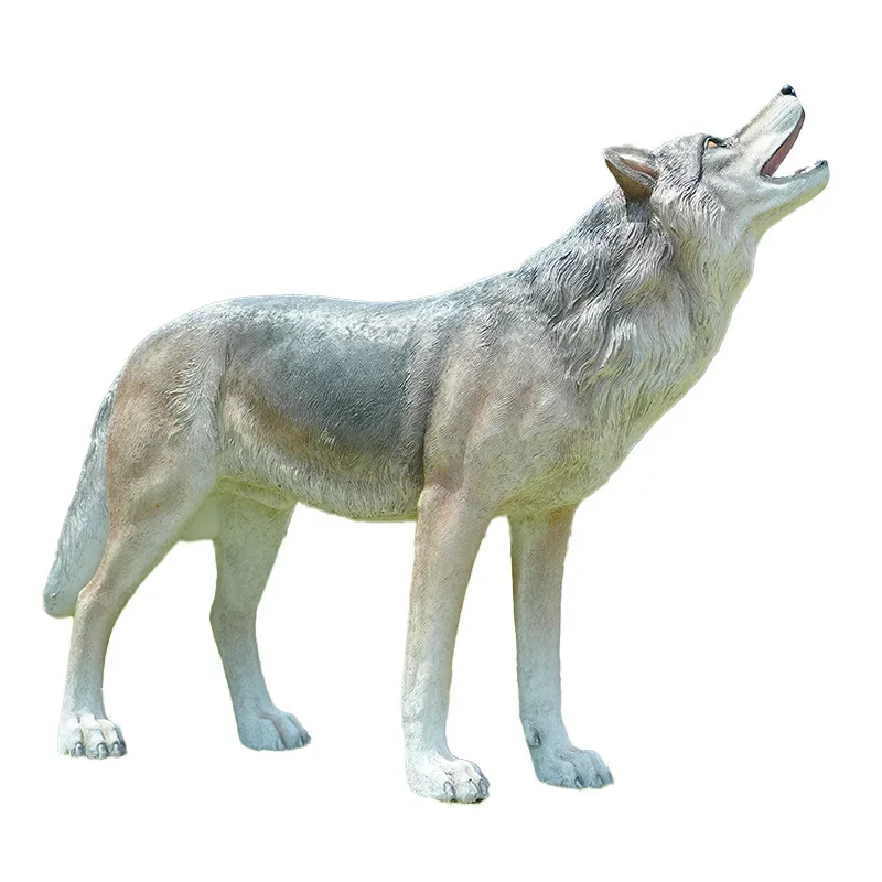 

White wolf fiberglass wolf sculpture, zoo playground scenic lawn decoration ornament