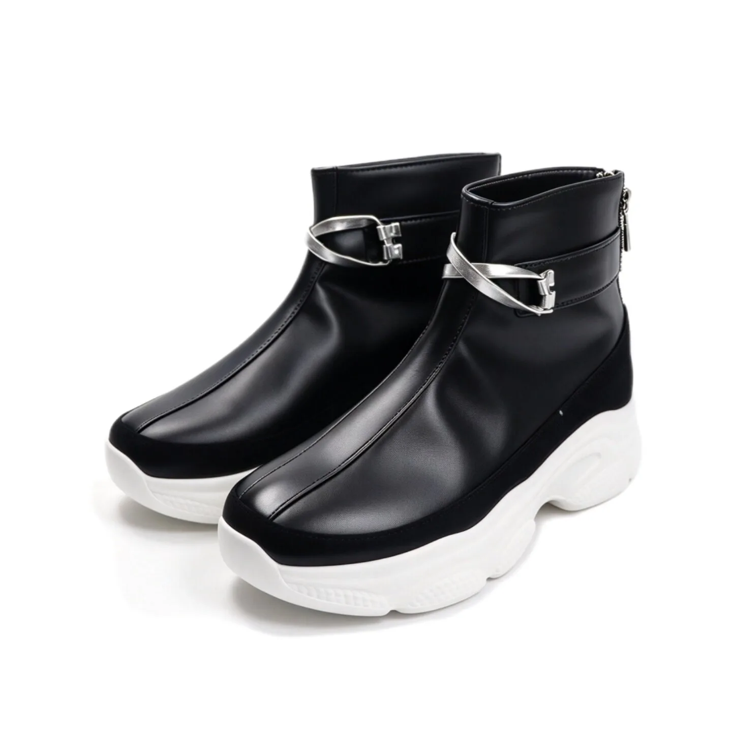 Silver Cosplay Shoes Game Twisted Wonderlandd Cosplay Black Boots Halloween Christmas Party PU Shoes Big Size Custom Made