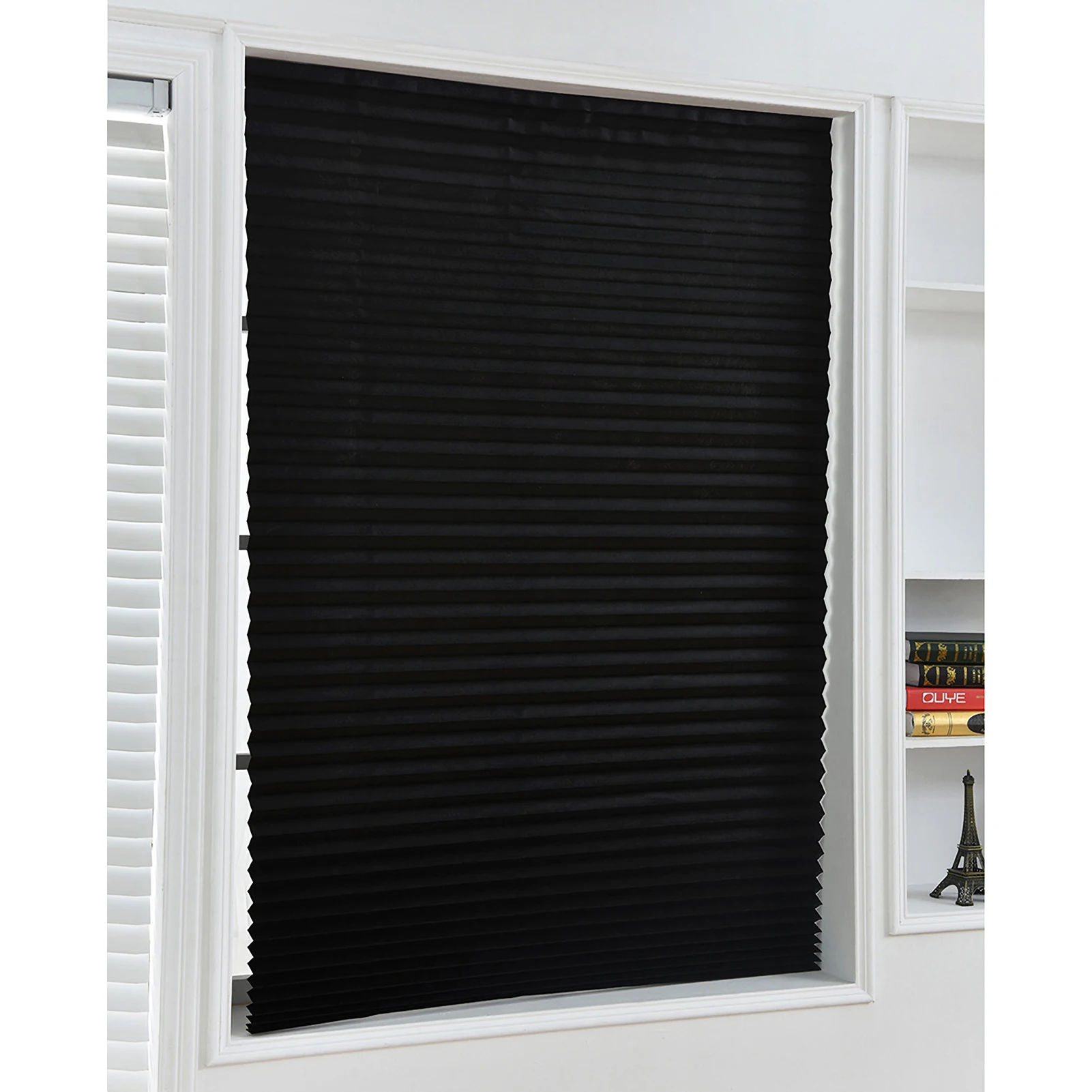 Blackout Pleated Window Shades Window Blind Blackout Light Block Cordless Black 35