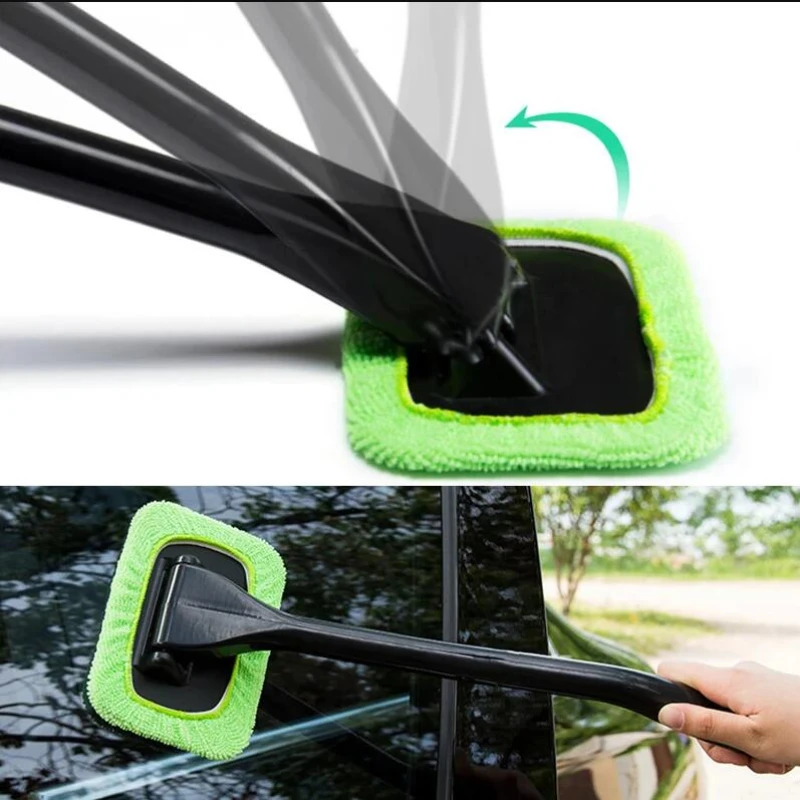 New Car Window Cleaner Brush Kit Windshield Cleaning Wash Tool Inside Interior Auto Glass Wiper With Long Handle Car Accessories