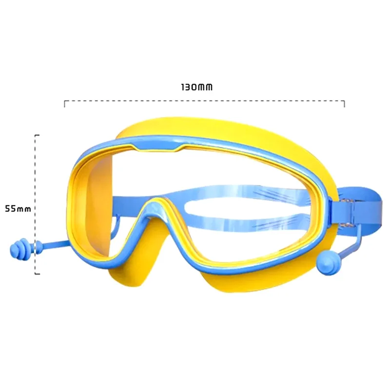 Professional Anti Fog Swimming Goggles with Earplugs Wide View Big Frame Diving Eyewear for Swimming Pool Durable Dive Glasses