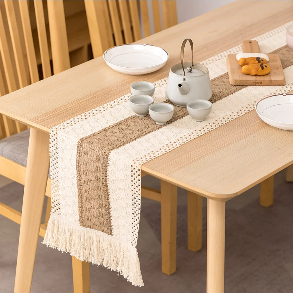 

Linen Table Runner 13X72 Inch Rustic Tassel Edge For Wedding Party Decorative Table Runner Birthday Party Dining Decor