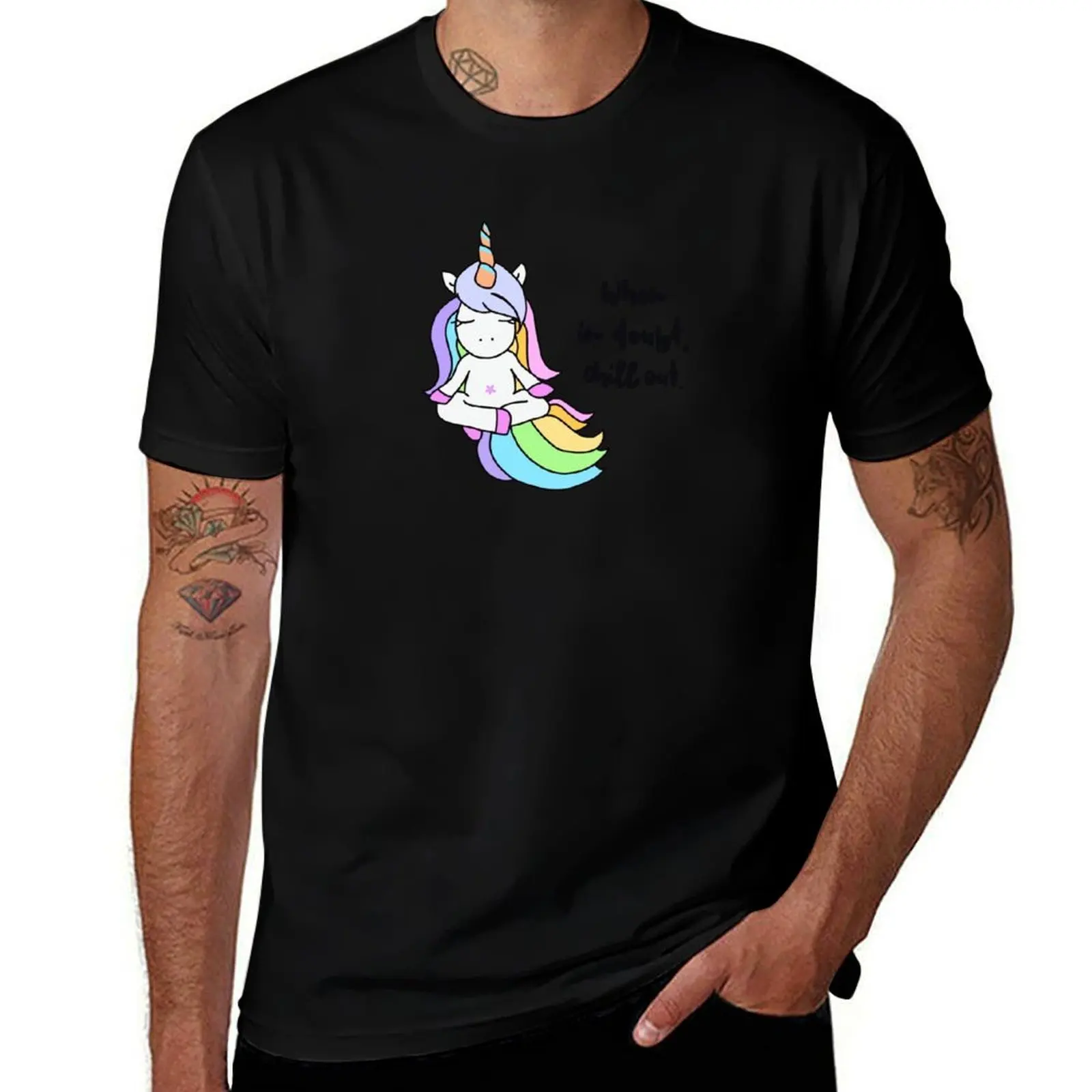 T-shirt UNICORN MEDITATION CHILL OUT YOGA MINDFULNESS, t-shirt à séchage rapide qui évacue l'humidité