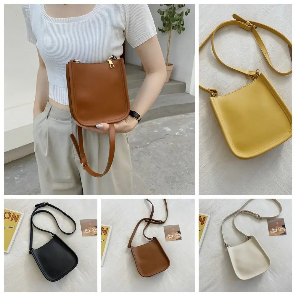 Pu Leather Small Square Bag Simple Mobile Phone Bag White Shoulder Bag Black Handbag Crossbody Bag Travel