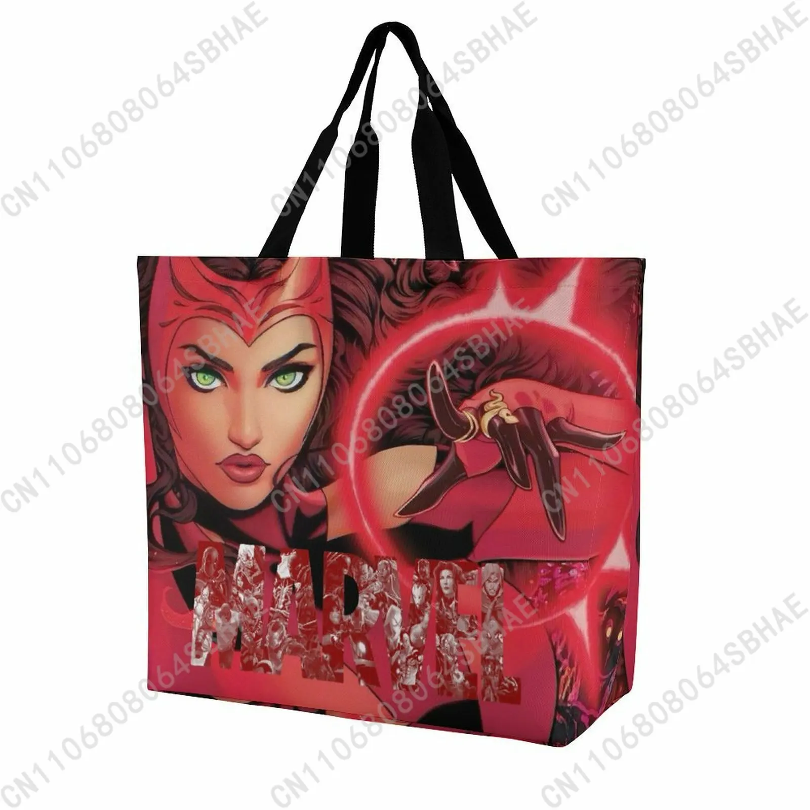 

Сумка-тоут Marvel Scarlet Witch большой вместимости, женская сумка для покупок, многоразовая сумка для продуктов, подарок на каждый день, индивидуальный дизайн для косплея