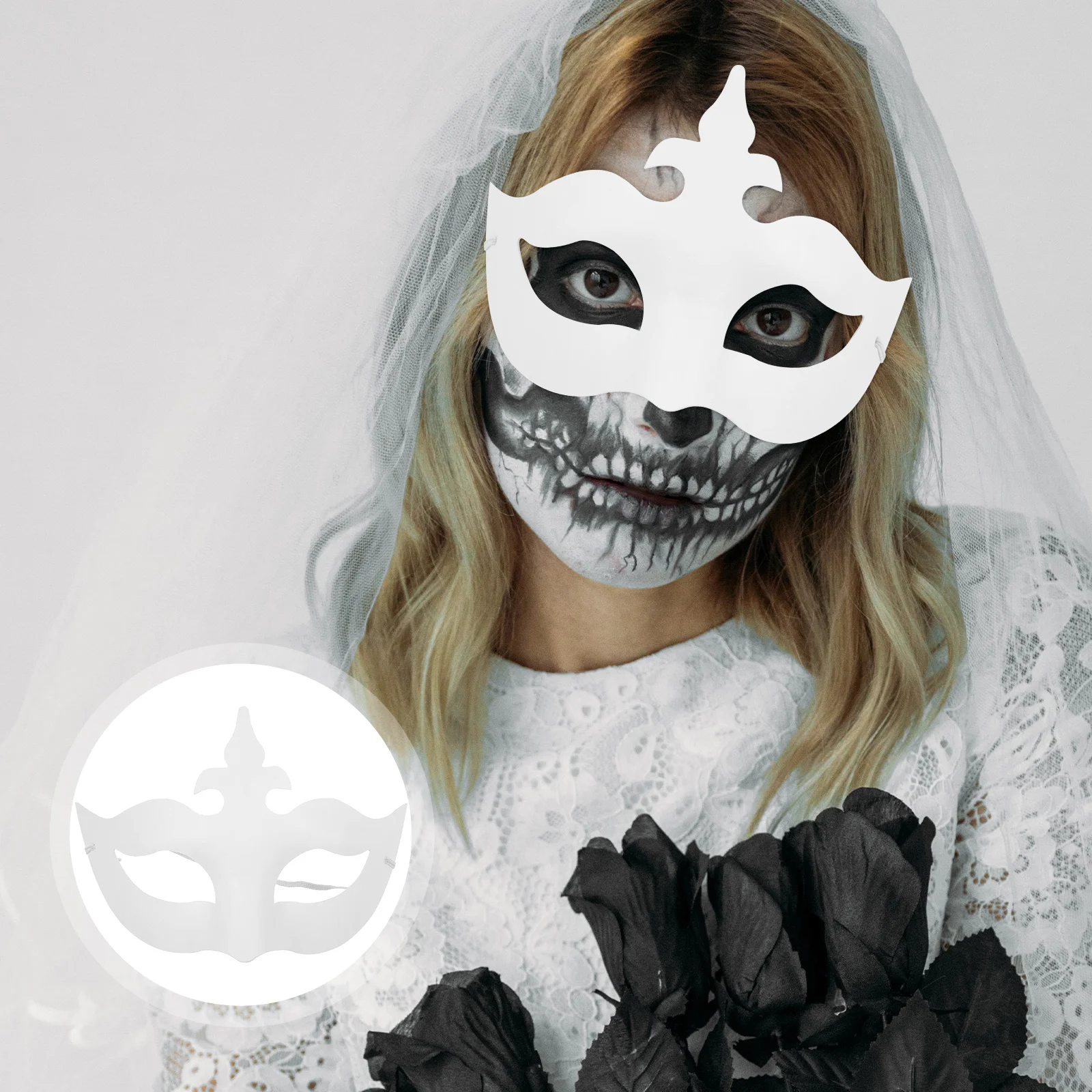 

6Pcs Hand-Painted Paper Masks DIY White Face Masks for Party Festival Masquerade Supplies White Party Mask Paintable Mask