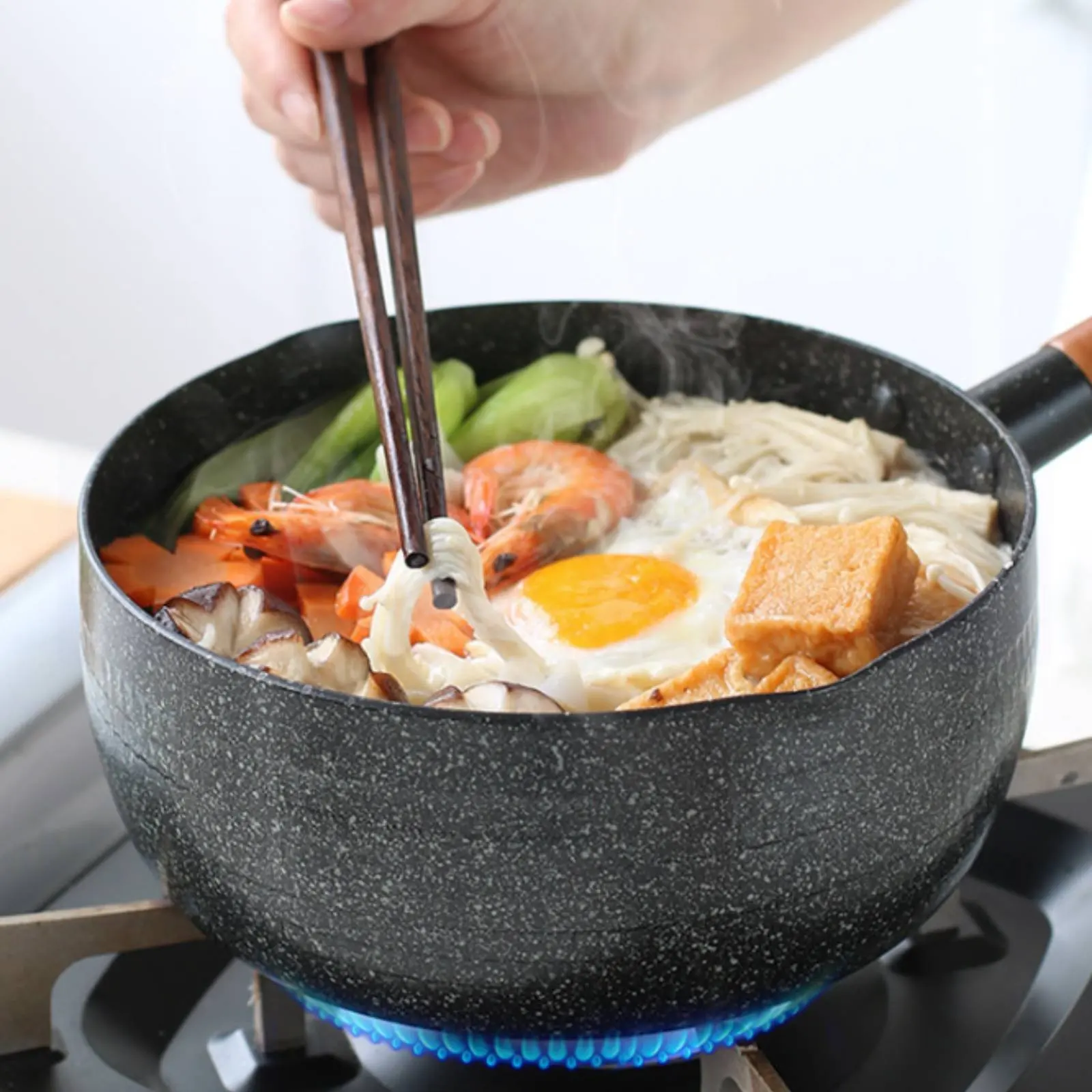 Japanese Yukihira Pan Maifan Stone Coating Non-Stick Milk Pan Saucepan Multi-Functional Cookware Easy to Clean for Dorm Room - view 2